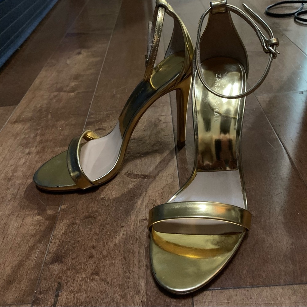 Zara Thin Strap Sandals in Gold